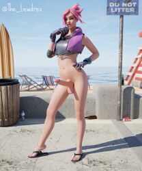 1futa 3d alternate_version_available balls beach beach_chair blender blurry blurry_background bottomless chair clothed clothing cloud clouds detailed_background epic_games erect_penis erection female female_focus female_only flip_flops fortnite futa_only futanari gloves half-dressed half_naked hand_on_waist handwear highres jacket lewdrex looking_at_viewer ocean ocean_(fortnite) outdoors outside penis pink_hair pose posing presenting presenting_penis sand sandals shadow sky solo solo_focus standing sun sunlight topwear watermark