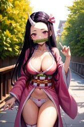 ai_generated demon_slayer kamado_nezuko kimetsu_no_yaiba nezuko_kamado pink_eyes stable_diffusion