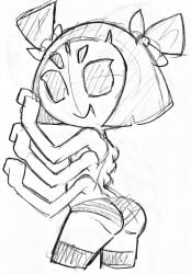 2d 2d_(artwork) 2d_artwork ass ass_focus breasts itimu long_socks muffet no_color socks tagme undertale undertale_(series)