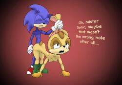 anal anal_sex anthro boots closed_eyes clothing cream_the_rabbit deyman duo english_text female footwear handwear hi_res male male/female mittens penetration sega shoes small_breasts sonic_(series) sonic_the_hedgehog sonic_the_hedgehog_(series) text