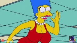 20th_century_fox animated big_ass big_breasts blue_hair blue_hair_female canonical_scene clothed erect_nipples female female_only flashing flashing_breasts gif kogeikun marge_simpson milf nipples patreon_username the_simpsons whoa_look_at_those_magumbos yellow_body