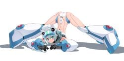 1girls absurd_res ass big_breasts blue_eyes cleavage cyan_eyes female hi_res ico_(mega_man) jack-o_pose mega_man mega_man_x_dive popo_(popo0cat) pose robot_girl short_hair silver_hair solo swimsuit swimsuit_ico_(x_dive)