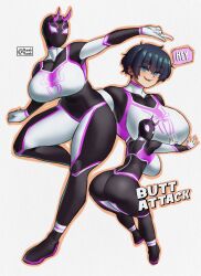 ass big_breasts blue_eyes breasts butt_attack light-skinned_female mai_(mai_munah) mai_munah marvel marvel_comics short_hair spider-man_(series) spidersona thick_ass thick_thighs thin_waist tomboy wide_hips