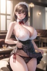 1girls ai_generated brown_hair curvaceous curvy_body curvy_female female_focus female_only huge_breasts love_plus maid maid_uniform nene_anegasaki short_hair solo_female solo_focus stable_diffusion voluptuous voluptuous_female