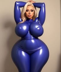 ai_generated bimbo bimbo_body blue_latex curvaceous huge_ass huge_breasts huge_hips latex latex_bodysuit sexy.ai thick thick_thighs