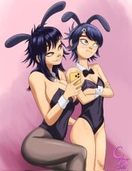 bodysuit bunny_ears bunny_girl bunnysuit clone cockstar_studios cyborg cyborg_noodle easter gorillaz latex noodle_(gorillaz) older_female pantyhose playboy_bunny selfie younger_female