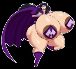 1girls areola_slip areolae ass black_hair boots breasts brewheardt cape cleavage closed_eyes female female_focus female_only gloves hips hyper hyper_breasts kiko_takahashi large_ass large_breasts looking_at_viewer mask masked_female mighty_mikuri nipple_bulge pasties smiling superheroine thick_thighs thighs wide_hips