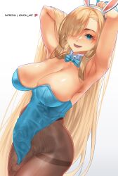 1futa asuna_(blue_archive) asuna_(bunny)_(blue_archive) balls big_breasts big_penis blonde_hair blue_archive blue_eyes breasts bunny_ears clothed clothing erection fully_clothed futa_only futanari hair_over_one_eye horny human lenon_artz light-skinned_futanari light_skin long_hair penis solo standing