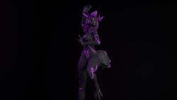 16:9 3d 3d_(artwork) 3d_background anthro black_body breasts canid canine digital_media_(artwork) epic_games female fortnite fox fur genitals hair hi_res kimiko_(fortnite) looking_back mammal nipples nude orangeflyingfox purple_body purple_hair pussy simple_background smile solo tail widescreen