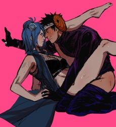 1boy 1boy1girl 1girls akatsuki_(naruto) angry_sex annoyed annoyed_expression barefoot black_hair blue_hair bottomless bottomless_female breasts clothed_sex dress feet feet_up fishnet_panties fishnet_top fishnets flower gloves hair_flower hair_ornament holding_hands interlocked_fingers jewelry konan labret_piercing legs legs_up lipeka looking_at_another mask mask_on_head missionary missionary_position nail_polish naruto naruto_(series) naruto_shippuden open_clothes open_dress orange_eyes orange_nails pants pants_down piercing ring sex shirt short_hair sleeveless sleeveless_dress smirk straight sweat tobi toenail_polish toenails toes uchiha_obito unmasked