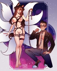 ahri chained cuckold female league_of_legends male poposhirat slave slave_collar