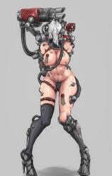 adeptus_mechanicus blindfold blindfolded bondage built-in_high_heels collar cyborg female female_only femsub gag high_heels imperium_of_man metal_collar nipple_piercing piercing purity_seal servitor sirpetus slave slavegirl tagme tech_control warhammer_(franchise) warhammer_40k weapon