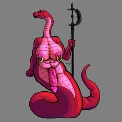 1futa 2023 2d anthro chubby countershading faustawk futa_only futanari huge_breasts jelyril_(faustawk) krummhau large_areolae long_tail medial_ring naga nipple_piercing nipple_rings pink_eyes red_body red_scales scalie self_upload snake snake_girl wide_hips