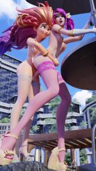 2futas 3d 4k anal anal_sex breast_grab breasts cum cum_in_ass cum_inside dekquciz duo feet futa_on_futa futa_only futanari grabbing grabbing_from_behind handjob high_heels high_resolution league_of_legends league_of_legends:_wild_rift leaning leaning_forward luxanna_crownguard open_toe_shoes rainbow_nails self_upload standing_sex stockings wedge_heels zoe_(league_of_legends)