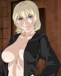 1girls bible_black blonde_hair green_eyes jody_crowley large_breasts short_hair witch