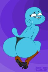 anthro ass blue_body cartoon_network clothing felid feline female footwear hi_res high_heels jigglytoons leggings legwear mammal mature_female mother_(lore) nicole_watterson parent_(lore) snailbail22 solo the_amazing_world_of_gumball thong toony underwear