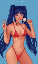 1girls 2d 4kids_entertainment asian asian_female big_ass bikini blue_hair bracelet bubble_butt female female_only hairclip honey_lavender_(artist) ice_cream long_hair looking_at_viewer musa musa_(winx_club) nickelodeon peace_sign purple_eyes rainbow_(animation_studio) red_bikini small_breasts smile thick_thighs thin_waist twintails wasp_waist winx_club