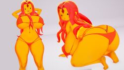 1girls 2023 adventure_time albyon ass big_ass big_breasts bikini breasts crawling curvy curvy_figure dot_eyes female fire_hair flame_hair flame_princess gem hair_down hands_behind_head huge_breasts koikatsu large_breasts long_hair mob_face multiple_views on_all_fours orange_body princess red_bikini royalty smile solo solo_focus top_heavy wide_hips