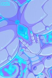 2021 2:3 4_fingers abs abstract_background absurd_res andromorph anthro anus biped blue_and_white blue_markings blue_pussy claws clitoris colored cuntboy digital_drawing_(artwork) digital_media_(artwork) finger_claws fingers genitals grey_body hi_res intersex komuros low-angle_view machine male_(lore) markings monochrome mouth_closed muscular muscular_andromorph muscular_anthro muscular_intersex naudiz_(artist) nipples nude pecs presenting presenting_pussy pussy raised_tail robot shaded signature solo spread_legs spread_pussy spreading synth_(vader-san) tail tongue