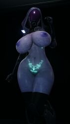 1girls 3d alien alien_girl athletic_female big_breasts bioware body_writing bottomless bra breasts busty electronic_arts female female_only guidugalle guimontag helmet huge_breasts large_breasts looking_at_viewer mass_effect nipples nude purple_skin pussy quarian solo solo_female tali'zorah_nar_rayya thick_thighs visor wide_hips