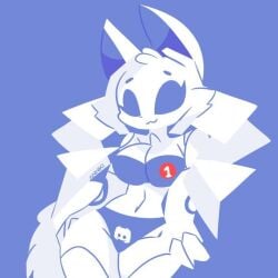 bikini blue_background clyde_(discord) discord discord_(app) female female_only furry looking_at_viewer no_pupils rivergravidade white_body white_skin