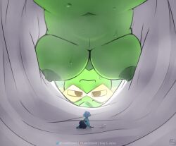 breasts cartoon_network gem_(species) giantess green_skin inside_clothing lapis_lazuli_(steven_universe) lewdssonk peridot_(steven_universe) steven_universe sweat