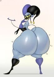 1boy ass big_ass big_butt big_teeth blue_skin butt clown_girl deltarune fat_ass fat_butt hat huge_ass huge_butt jevil_(deltarune) looking_at_viewer looking_back looking_back_at_viewer male male_only naked schplingnops solo tail thick_ass thick_butt toby_fox yellow_eyes