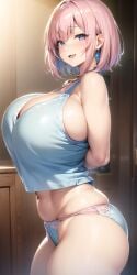 ai_generated blue_eyes breasts bursting_breasts earrings female huge_breasts navel panties pink_hair plump princess_connect! princess_connect!_re:dive short_hair skindentation stable_diffusion thick_thighs yui_(princess_connect!)