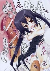 1girls azusa_nakano_(k-on!) blush breasts brown_eyes censored clothed_sex clothing dress female garter_belt human human_only k-on! long_hair male nipples nopan open_mouth oppai penetration penis private_garden pussy sex skirt skirt_lift small_breasts spread_legs stockings straight thighhighs tsurusaki_takahiro uterus vagina vaginal_penetration x-ray