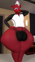 1boy 3d anthro big_bulge blush bulge cinnamon_buns_(character) cinnamonbunssfm femboy male male_only tagme