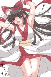 1girls ainu_clothes armpits arms_up big_breasts breasts brown_eyes brown_hair busty cleavage female female_only fingerless_gloves gloves hair_ribbon heart large_breasts legs long_hair nakoruru open_mouth ribbon samurai_shodown snk thighs