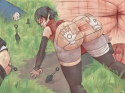 aged_up angry_face anus_juice aphrodos arm_sleeves big_ass black_socks boruto:_naruto_next_generations breasts butt defeated imminent_rape looking_back mitsuki_(naruto) naruto naruto_(series) rape ripped_clothing ripped_shorts sarada_uchiha socks spread_anus stretched_anus thigh_socks thighhighs uchiha_sarada uzumaki_boruto