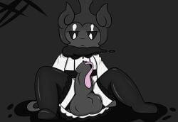 afraidpichu anthro balls clothing cock_vore generation_1_pokemon generation_7_pokemon genitals hi_res legendary_pokemon maid_uniform male marshadow mew_(pokemon) nintendo penile penis pokemon pokemon_(species) tail uniform vore