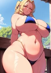 1girls ai_generated big_breasts bikini blonde_hair curvaceous curvy_body curvy_female female_focus hi_res huge_breasts karin_kanzuki looking_at_viewer oatmealdood stable_diffusion street_fighter voluptuous voluptuous_female