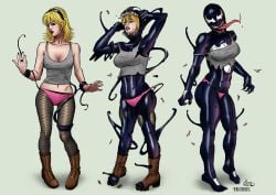 1girls big_breasts breasts cleavage clothing female female_only geckup goo_transformation gwen_stacy huge_ass huge_breasts hypnosis light-skinned_female light_skin marvel marvel_comics mind_control panties pink_panties rosita_amici she-venom spider-man_(series) symbiote takeover thick_thighs transformation transformation_sequence venomized whatiwrote wide_hips