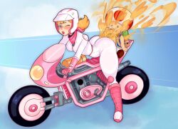 1boy 1girls 2d 2d_(artwork) ass ass_up big_ass big_breasts big_lips biker_clothes biker_girl blonde_hair blue_eyes blush bodysuit breasts butterknife742 clothing curvy driving embarrassed fart fart_cloud fart_fetish farting farting_in_face farting_on_another female fetish gas gassy grossed_out highres humiliation long_hair male mario_(series) motorcycle outfit princess princess_peach seat servant simple_background smaller_male super_mario_bros._(2023_film) thick_thighs tight_clothing toad_(mario) torture twitter