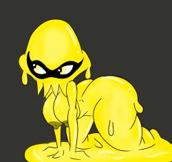 1girls all_fours anthro ass big_breasts big_butt breasts completely_nude completely_nude_female female female_only full_body hi_res naked naked_female nintendo nipples nsfwtheodore nude nude_female simple_background solo solo_female splatoon thick_thighs yellow_body yellow_eyes