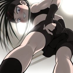 1boy agemono ass ass_focus black_hair blush bulge bulge_through_clothing crotch envy_(fma) femboy from_below fullmetal_alchemist grin id long_hair looking_at_viewer male male_focus male_only pixiv purple_eyes red_eyes smile solo solo_focus trap