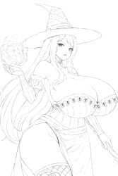 1girls absurd_res alternate_costume bare_shoulders big_breasts breasts busty cleavage cleavage_overflow clothed collar cosplay costume curvaceous curvy_body curvy_figure detached_sleeves dragon's_crown exposed_thighs feet_out_of_frame female fire fire_emblem fire_emblem_engage flame fusion_cosplay hat hip_vent huge_breasts ivy_(fire_emblem) kaitofuuma line_art logo_on_clothes long_hair nintendo no_gloves rose solo solo_female sorceress_(dragon's_crown) sorceress_(dragon's_crown)_(cosplay) staff stockings thick_thighs thick_thighs_save_lives thighs voluptuous voluptuous_female witch witch_hat