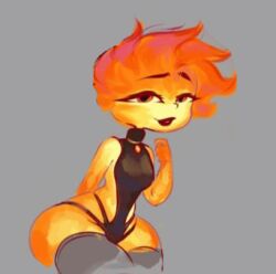 1girls disney edit elemental_(pixar) ember_lumen eyebrows eyelashes fairyincorner female female_focus female_only fire fire_girl hourglass_figure lipstick looking_at_viewer pixar solo solo_female solo_focus suggestive_look tagme thighhighs thighs wide_hips