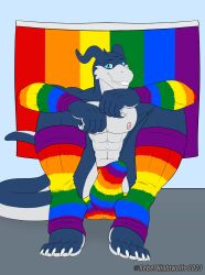 5_toes abs absurd_res bandai_namco briefs bulge clothing digimon digimon_(species) feet flamedramon footwear furry_male furry_only giancarlo_rosato hi_res lgbt_pride male pecs rainbow rebel_nightwolfe sleeves socks solo solo_male spelunker_sal toeless_footwear toeless_socks toes underwear