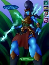 adekvatx armor english_text female fully_clothed gameplay_mechanics kalista league_of_legends pre-transformation text transformation