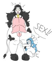 1futa 1girls anthro asking_for_sex black_hair blue_hair bunny_girl cow_girl duo female furry furry_only futa_on_female futanari humping humping_leg long_hair milkbuni milkbuni_(character) pussy rape self_upload sexual_harassment size_difference small_dom_big_sub udder_breasts udders