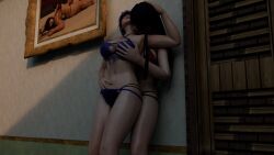 3d ayane_(doa) bikini breast_grab breasts dead_or_alive dead_or_alive_5 fingering fingering_under_panties fingers fingers_in_panties hand_in_panties kissing kissing_neck kktzane massage moaning moaning_in_pleasure naked nude nyotengu orgasm orgasm_face pussy yuri