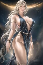 big_breasts cleavage elden_ring female female_only fromsoftware fully_clothed goddess huge_breasts long_hair milf queen_marika_the_eternal revealing_clothes skimpy_clothes solo thick_thighs wtparadise