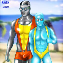 2boys colossus iceman male_focus male_only marvel outside ravenalexart self_upload tagme x-men