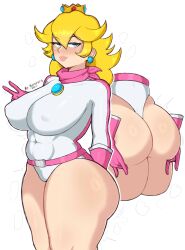 1girls abs ass big_ass big_butt biker_clothes biker_peach blonde_hair blue_eyes bodysuit bubble_ass bubble_butt clothing fat_ass female female_only handwear human large_breasts leotard lifting_ass long_hair mario_(series) mario_kart mrmurkraig multiple_views nipple_bulge pale_skin presenting presenting_ass presenting_hindquarters princess_peach simple_background skin_tight solo solo_female solo_focus standing thick_thighs thighs tight_clothing white_background wide_hips wide_thighs