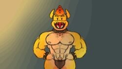 animated anthro belly body_hair bowser cenies chest_hair elephant elephant_bowser elephantid growth humanoid male mammal mario_(series) muscle_growth musclegut muscular nintendo proboscidean pubes solo super_mario_bros._wonder transformation weight_gain