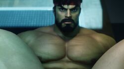 1boy 3d 3d_model bara bearded capcom close-up gaymer93 ggaymer93 handsome hunk intense_stare legs_held_open legs_spread looking_at_partner looking_at_viewer looking_at_you male male_focus male_only male_pov muscles muscular muscular_male pov_male red_headband ryu_(street_fighter) solo solo_male street_fighter street_fighter_6 stud yaoi