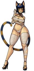 1girls animal_crossing ankha ankha_(animal_crossing) bandage blue_hair cat_ears cursedequinox female female_only heels mummy nintendo solo solo_female tail thick_thighs